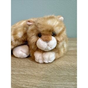 Russ Berrie BRANDY Realistic Tabby Cat Plush Stuffed Animal Lifelike Vtg 9x4"